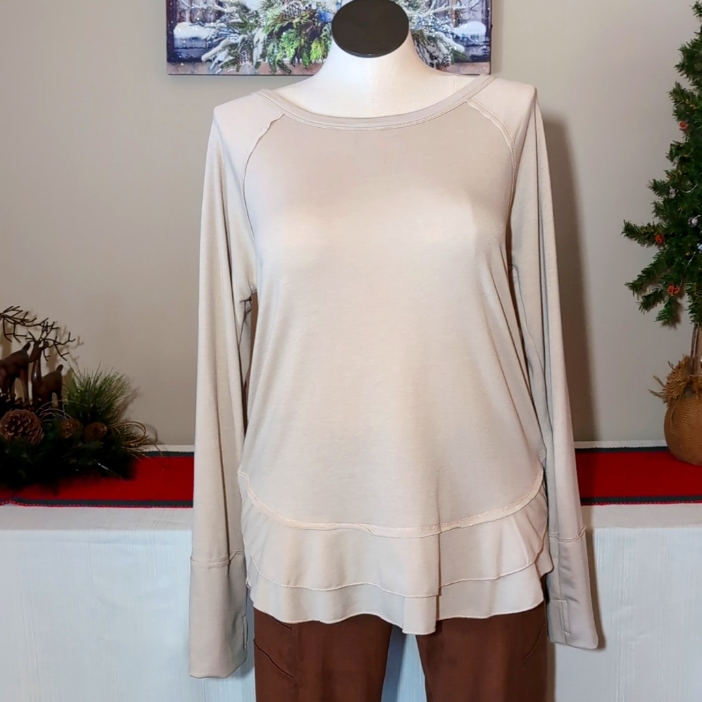 Sz XL Lightweight Sweatshirt Tunic with Ruffled Hem